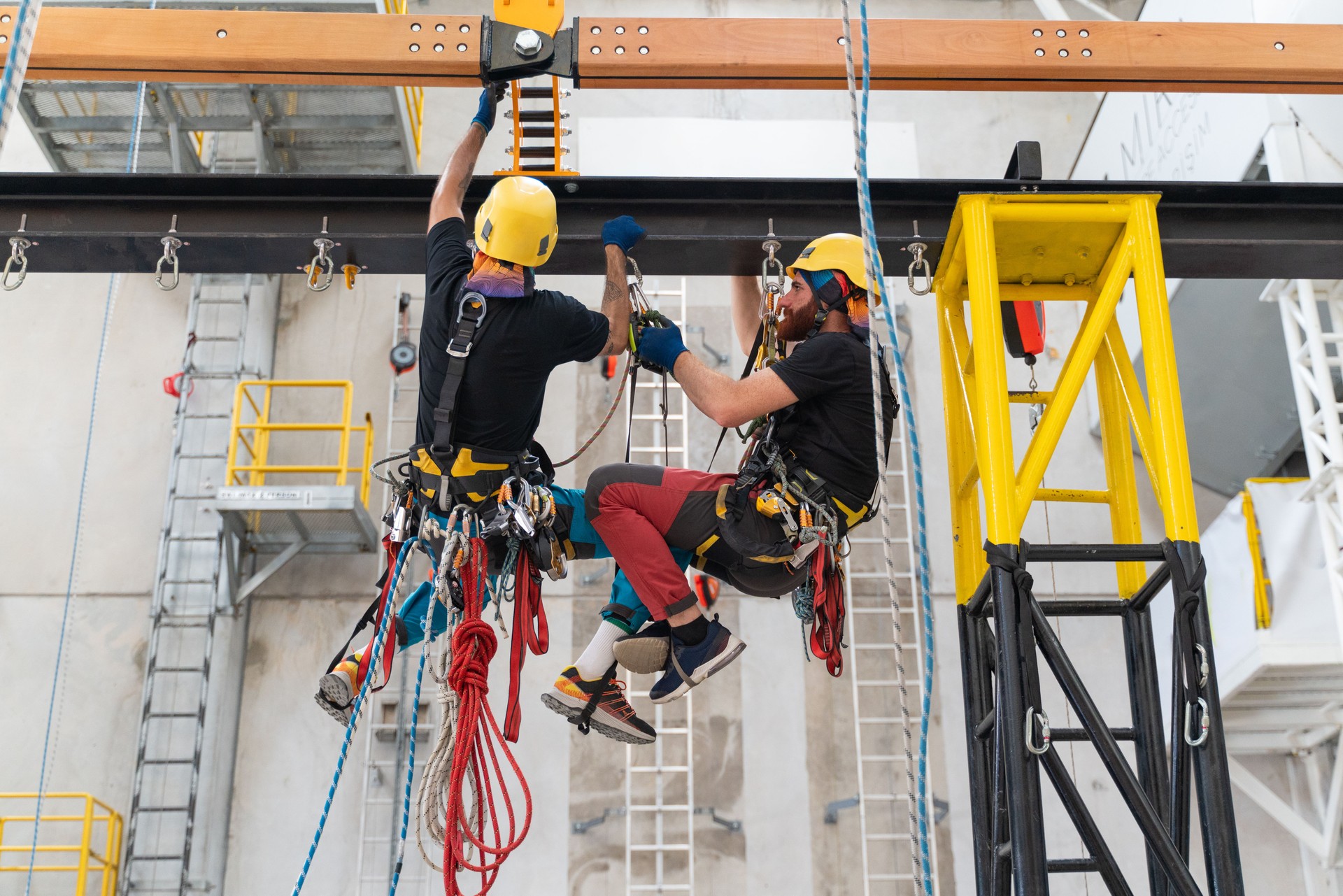 Climbers doing rescue training